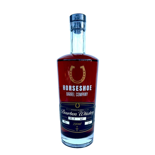 Bottle of Horseshoe Barrel Company Bourbon Whiskey Single Barrel 750ml 10 Years 108 Proof