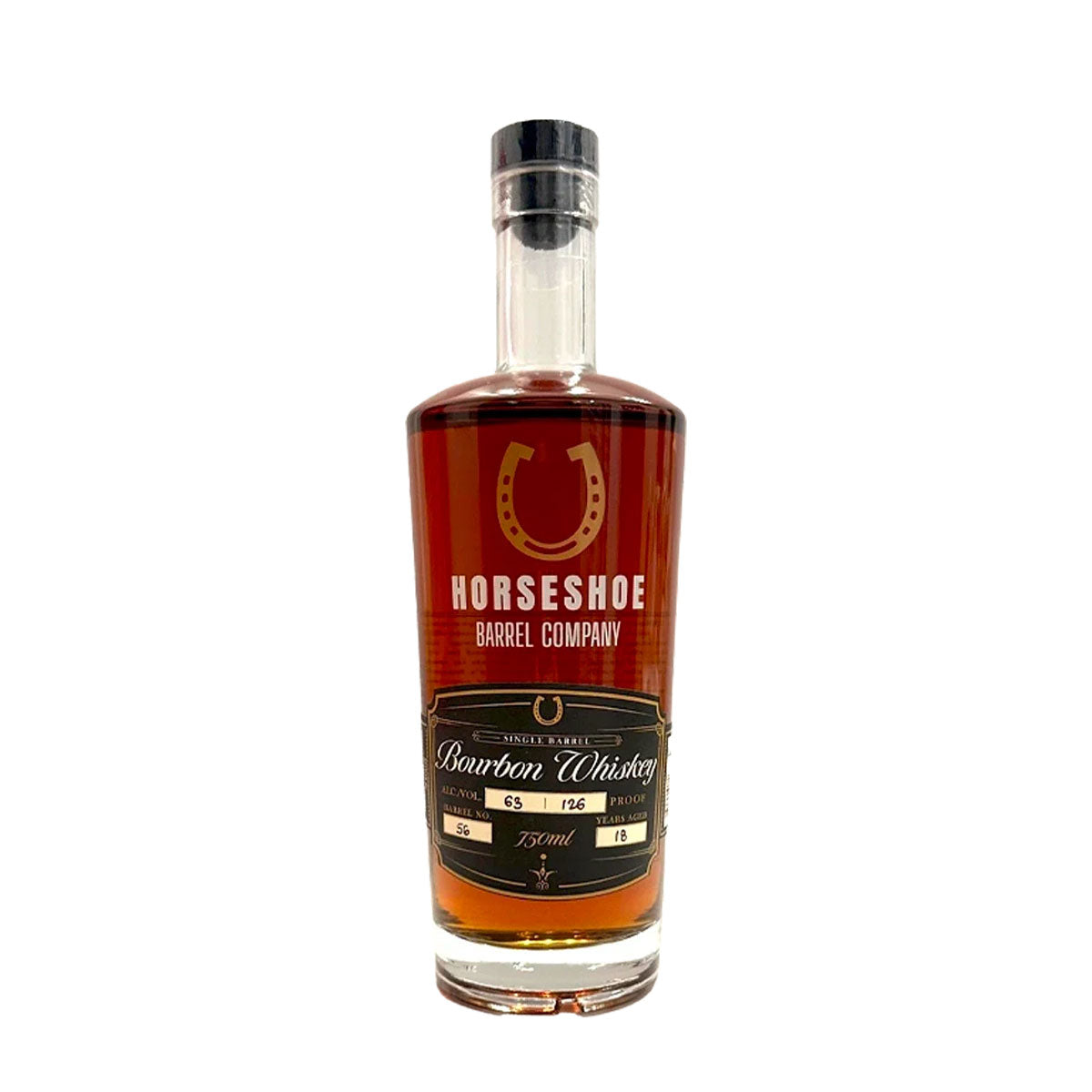 Bottle of Horseshoe Barrel Company Bourbon Whiskey Double Oaked 750ml 18 Years 126 Proof