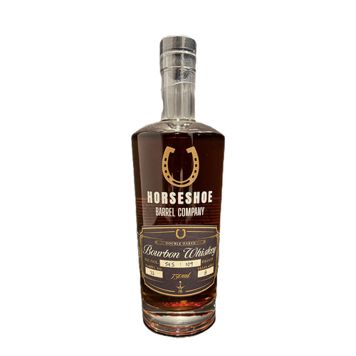 Bottle of Horseshoe Barrel Company Bourbon Whiskey Double Oaked 750ml 8 Years 109 Proof